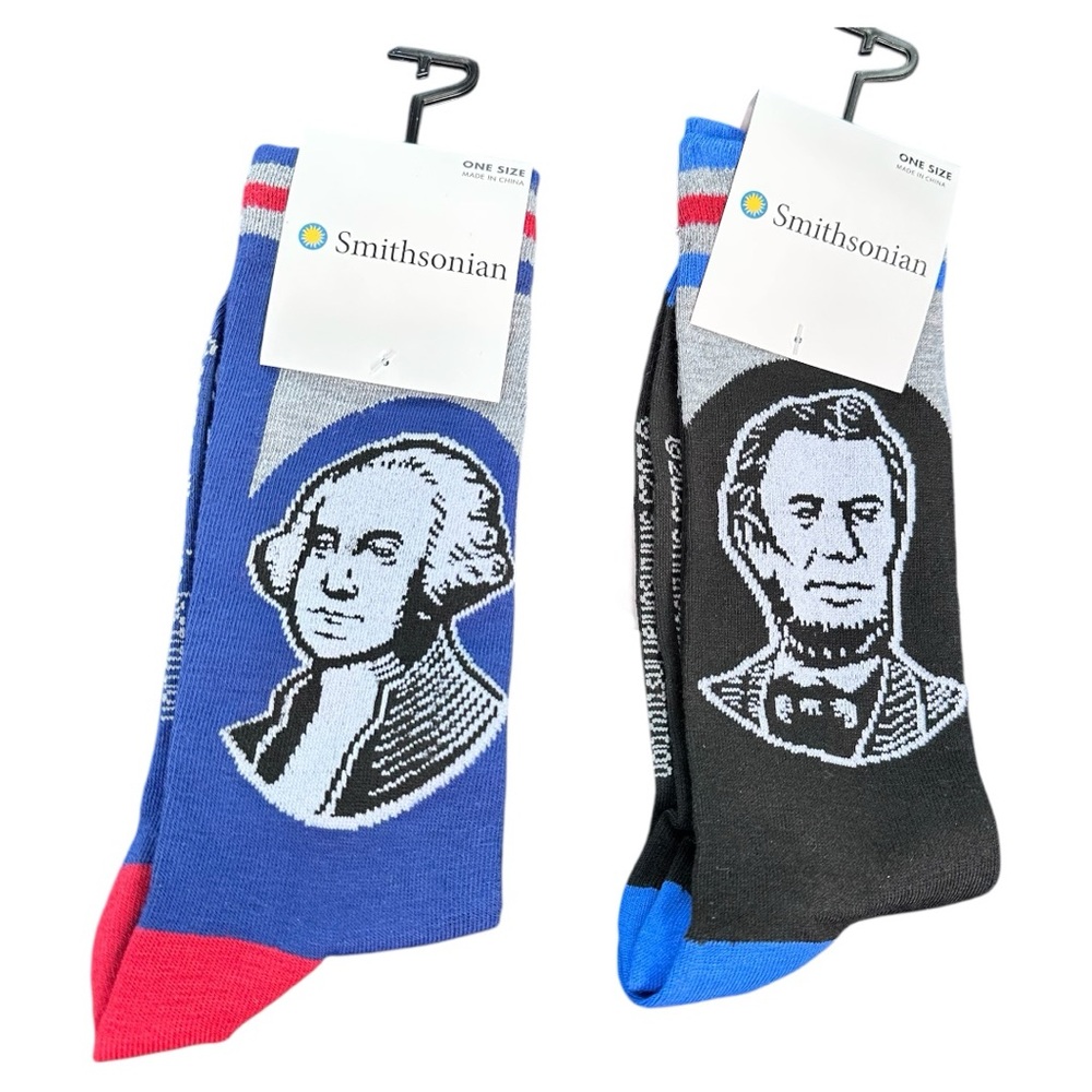 Smithsonian Crew Socks Set – Patriotic Historical Portrait Graphics – NWT